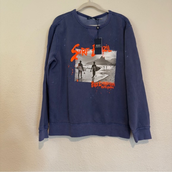Polo Ralph Lauren Men's Vintage Surf Brazil Sweatshirt Blue Size Large NWT - Picture 5 of 15